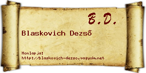 Blaskovich Dezső névjegykártya